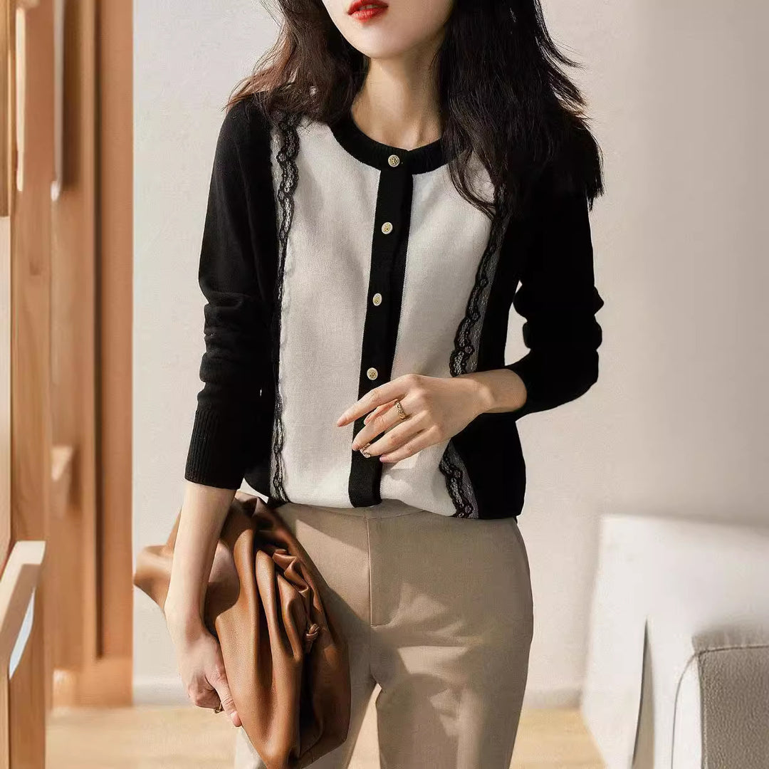 Cardigan élégant pour femmes avec finition en dentelle Chic & Stil