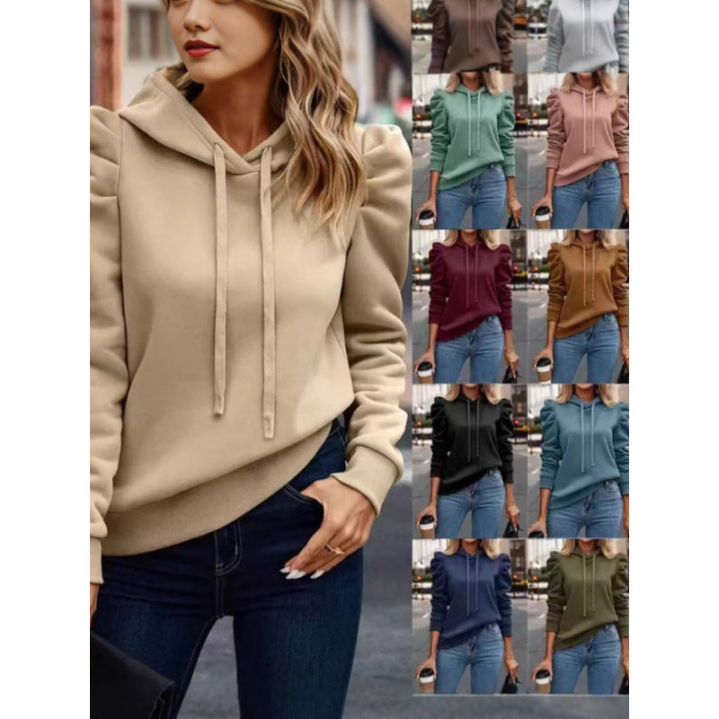 Trendy women's hoodie with puff sleeves and practical pockets Lune London