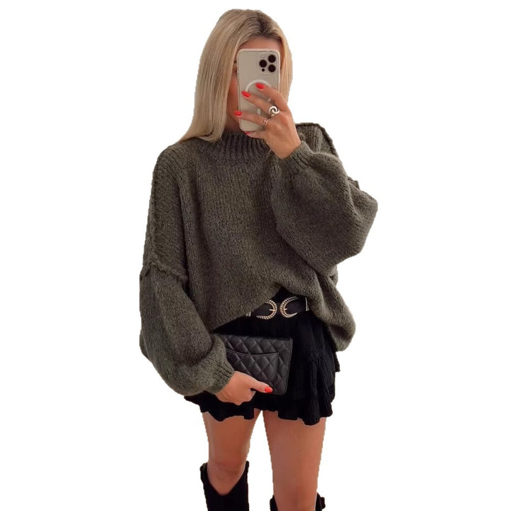 Ladies Large sweater with high collar and balloon sleeves Lune London