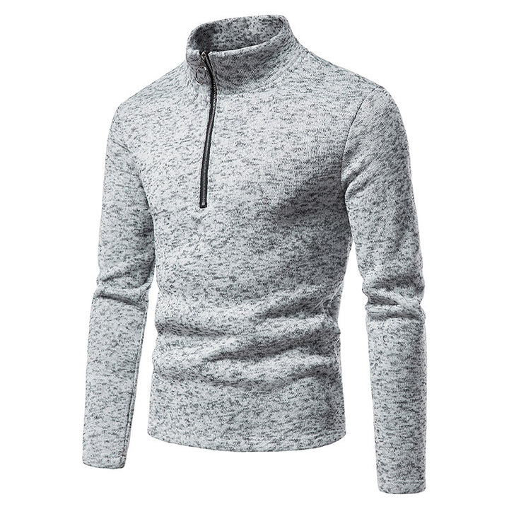 Fleece pullover for men with high collar and innovative zipper Lune London