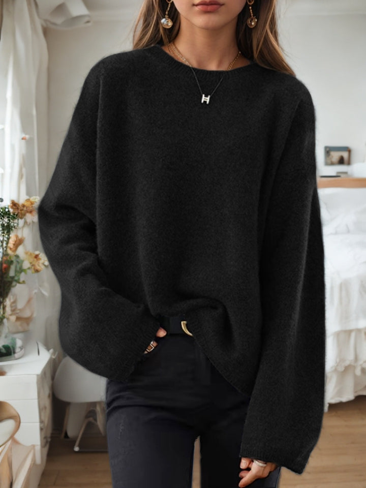 Ladies Comfortable Knit Sweater with Loose Fit and Wide Sleeves Lune London