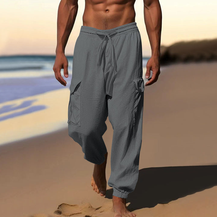 Casual cargo pants for men with elastic waistband and practical side pockets Lune London