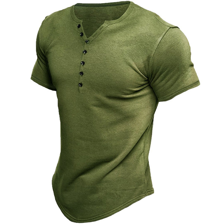 Men's Casual Short Sleeve Henley T-shirt Lune London