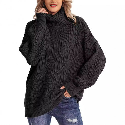 Chunky knit sweater for women with a high collar and relaxed fit Lune London