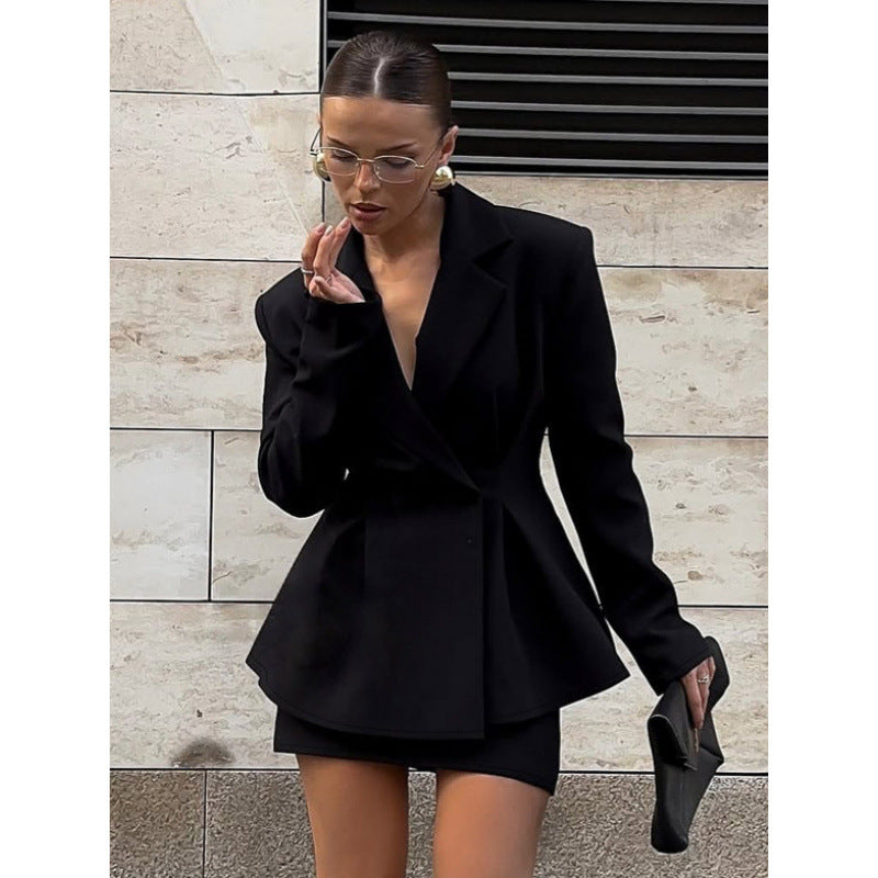 Ladies Elegant Tailored Blazer with Chic Peplum Cut and Style