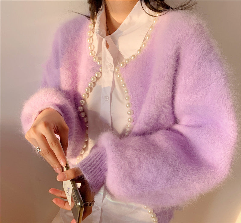 Cardigan luxueux pour femmes avec détails en perles et manches volumineuses Chic & Stil