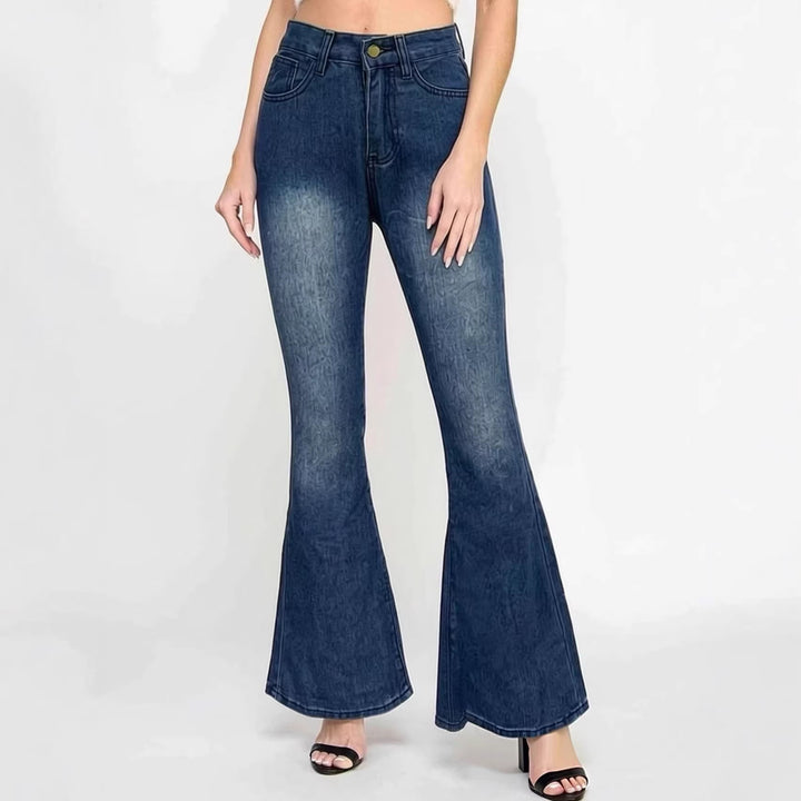 Women's Flared Jeans with High Waist and Unique Texture Design Lune London