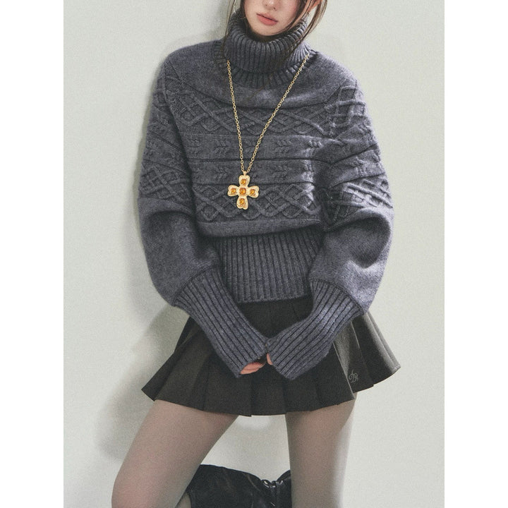 Pull en tricot pour femmes avec coupe oversized et col roulé Chic & Stil
