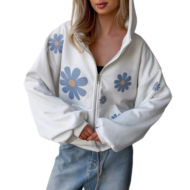 Hooded jacket for women with floral patterns and relaxed fit Lune London
