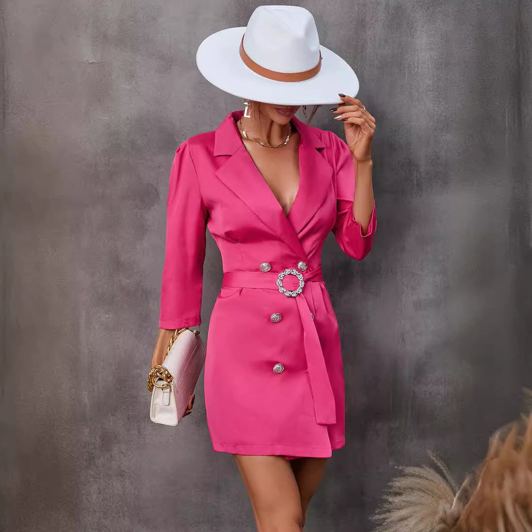 Blazer dress for women with a chic waist and elegant button details Lune London