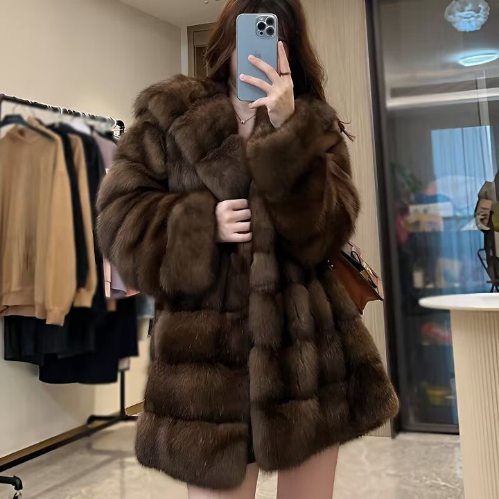 Ladies Faux Fur Coat with Loose Cut Lune London