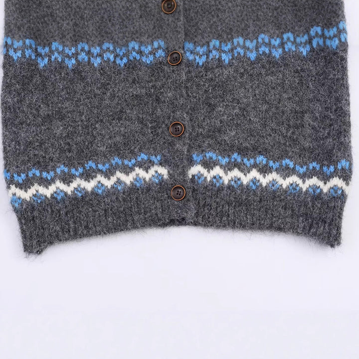 Knitted jacket for women with traditional pattern and high collar Lune London