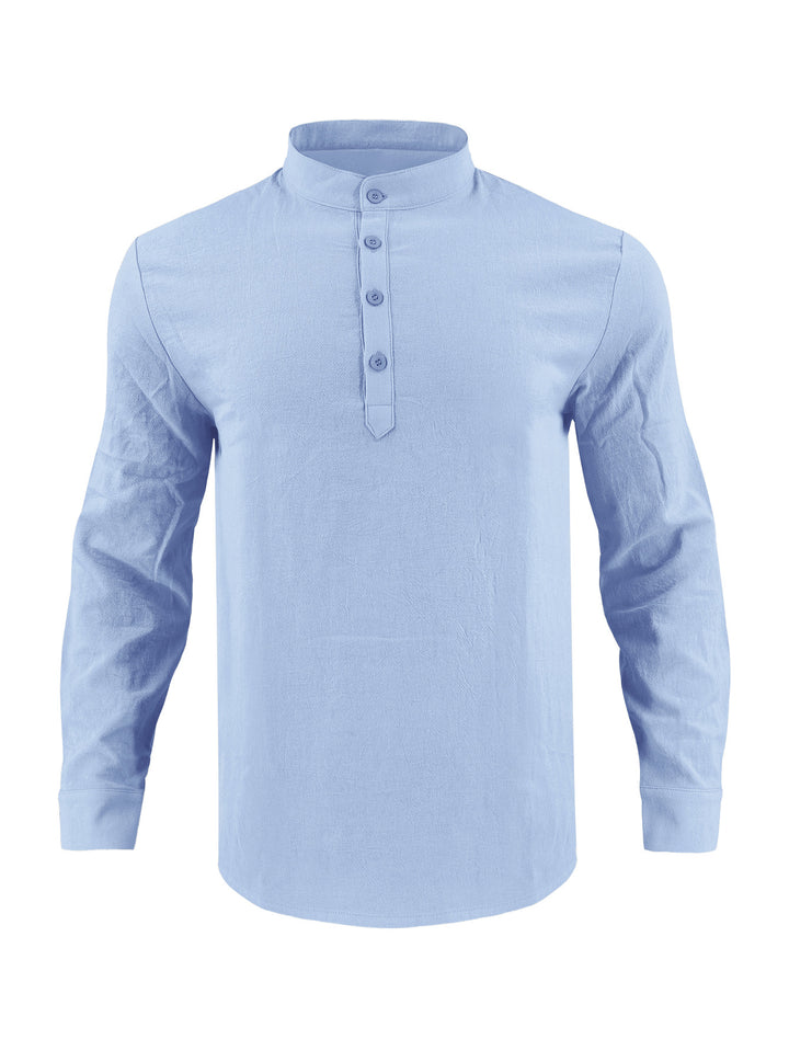 Elegant long-sleeved shirt for men with fashionable high collar and textured surface Lune London