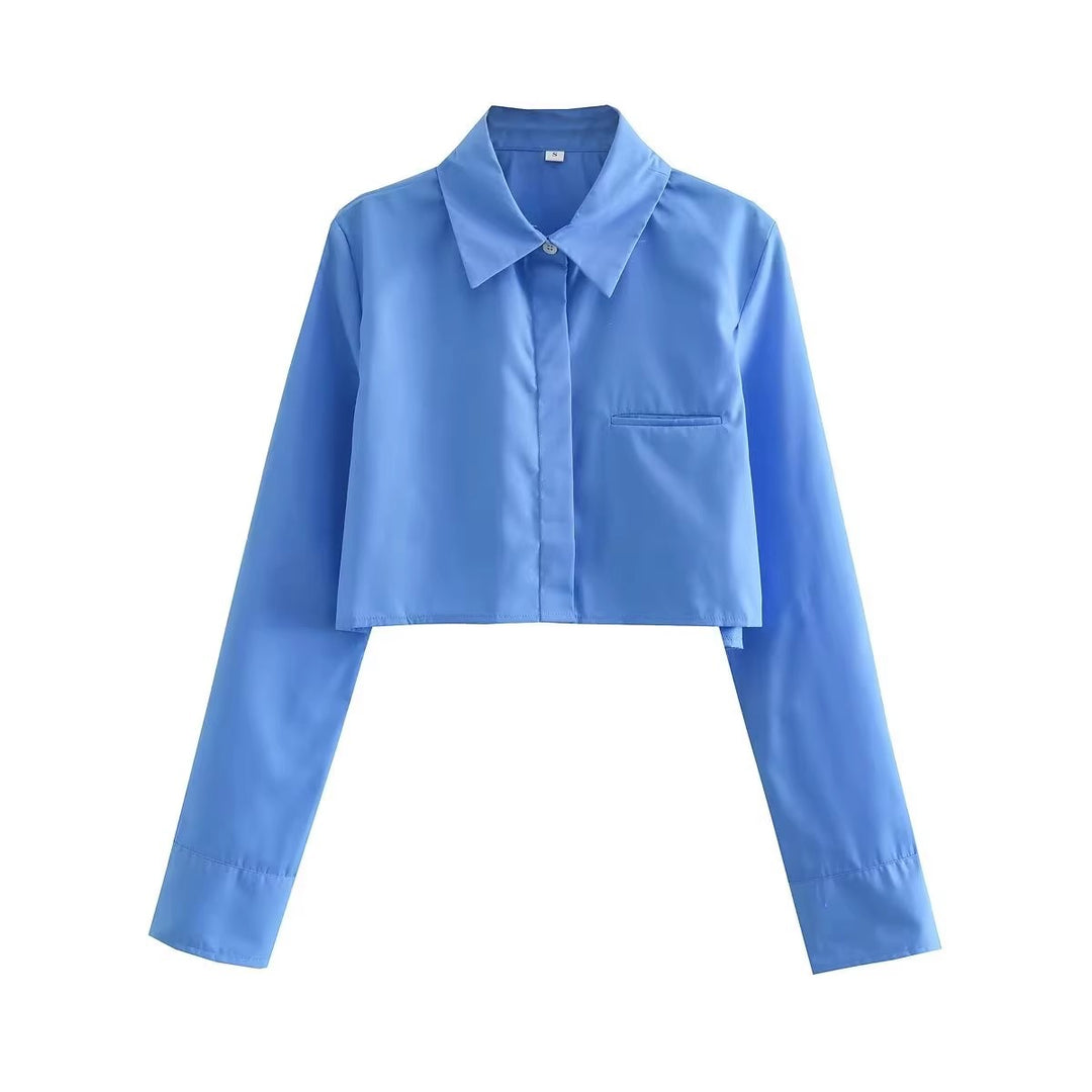 Women's cropped blouse with classic collar Lune London