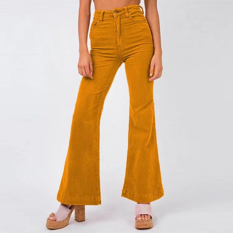 Flared pants for women with high waist and comfort belt Lune London