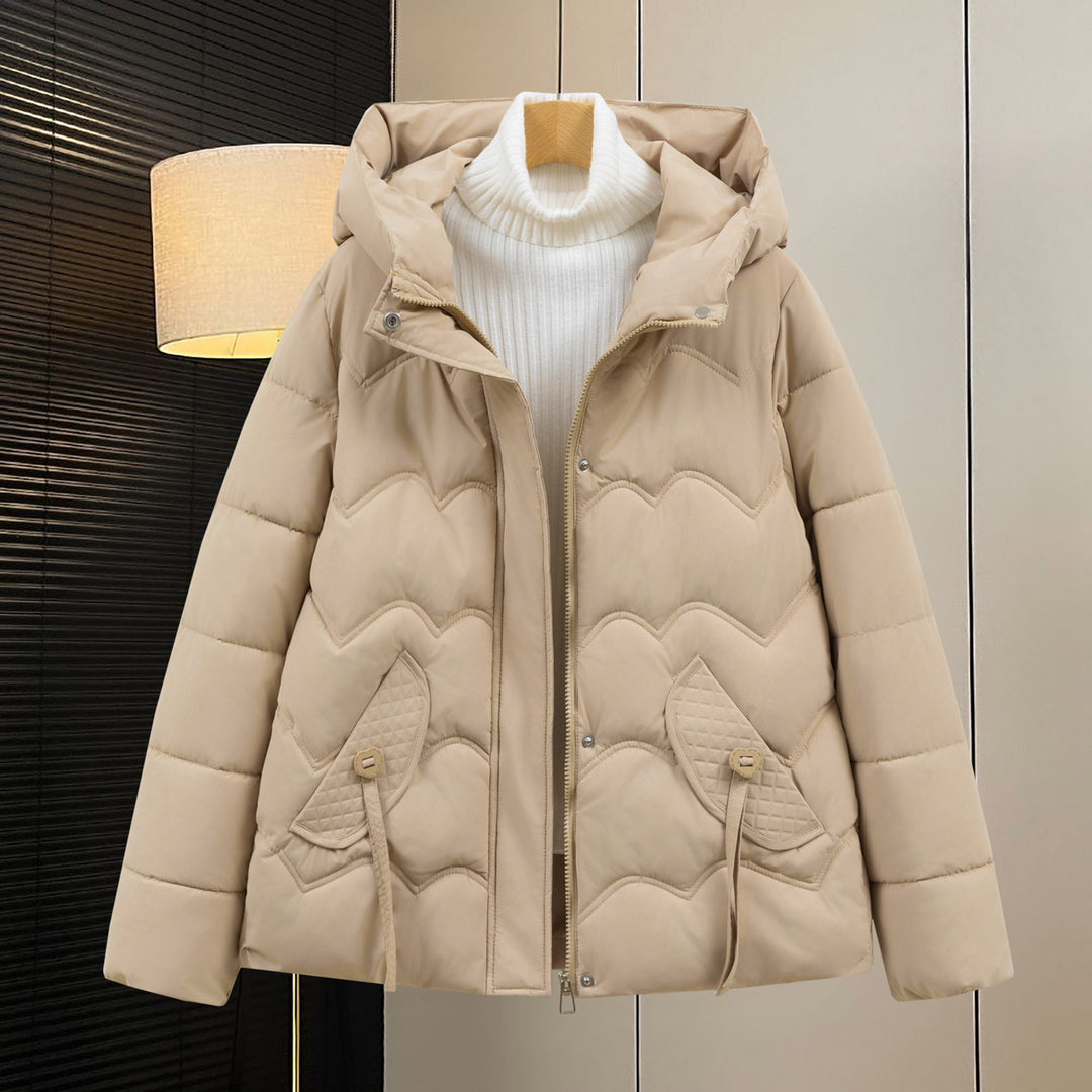 Ladies down jacket with hood and front pockets Lune London