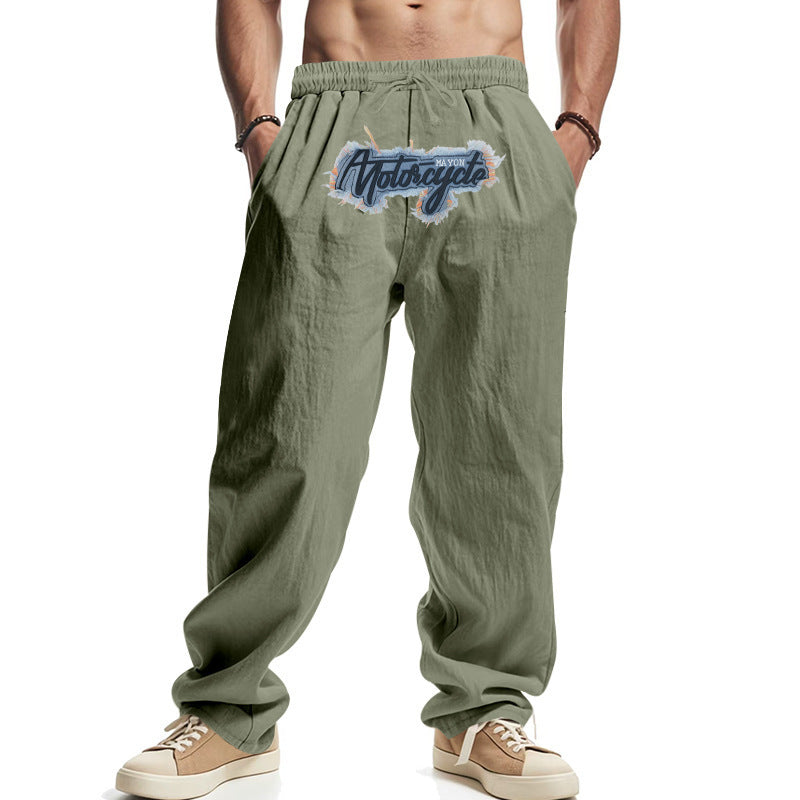Casual men's pants with elastic waistband and unique graphic print Lune London