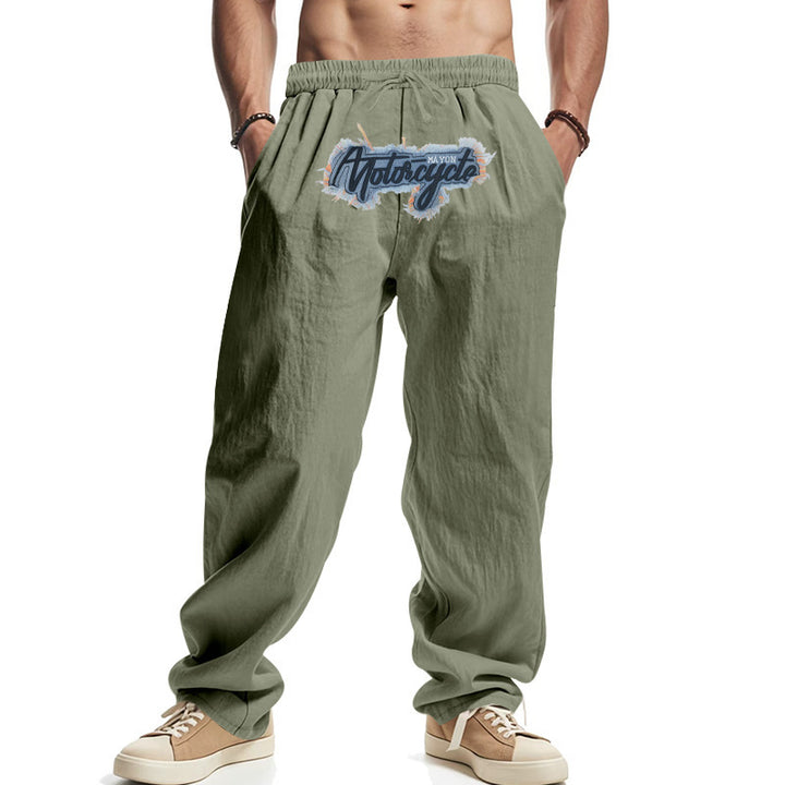 Casual men's pants with elastic waistband and unique graphic print Lune London