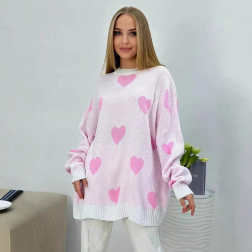 Chunky knit sweater for women with trendy heart pattern and comfortable fit Lune London