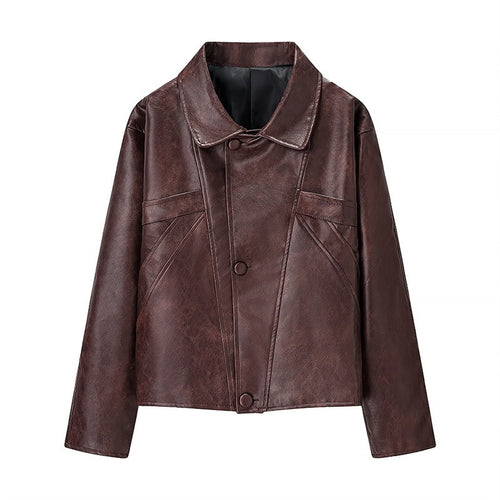 Trendy synthetic leather jacket for women with textured design Lune London