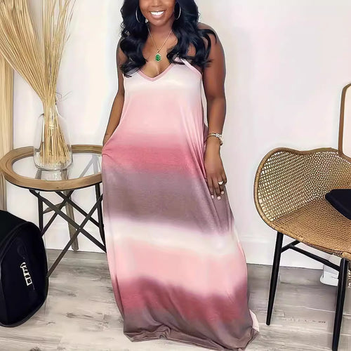 Maxi dress for women with sporty V-neck and trendy gradient color Lune London