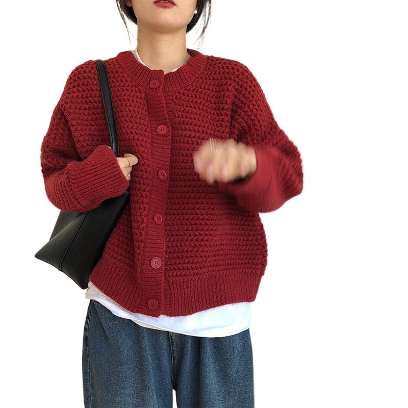 Thick knit jacket for women with button details and oversized cut Lune London