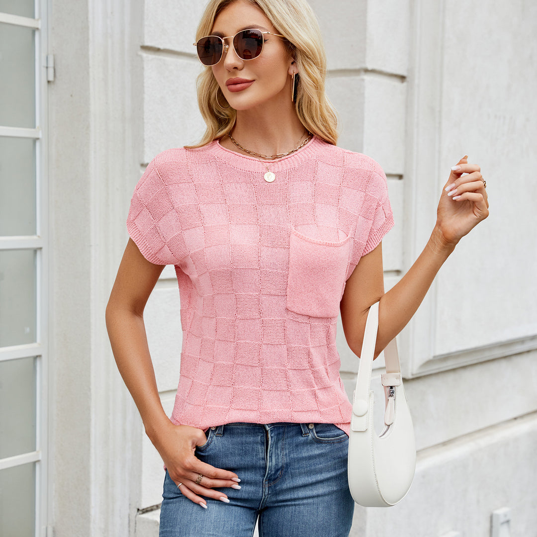Graphic knit top for ladies with chest pocket and modern design Lune London