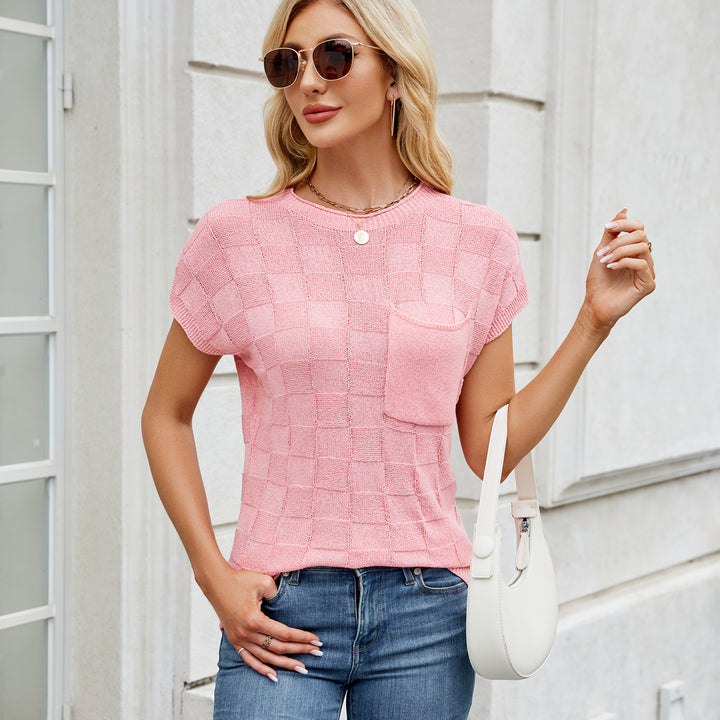 Graphic knit top for ladies with chest pocket and modern design Lune London