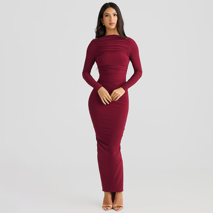 Elegant long dress for women with refined gathered effect Lune London