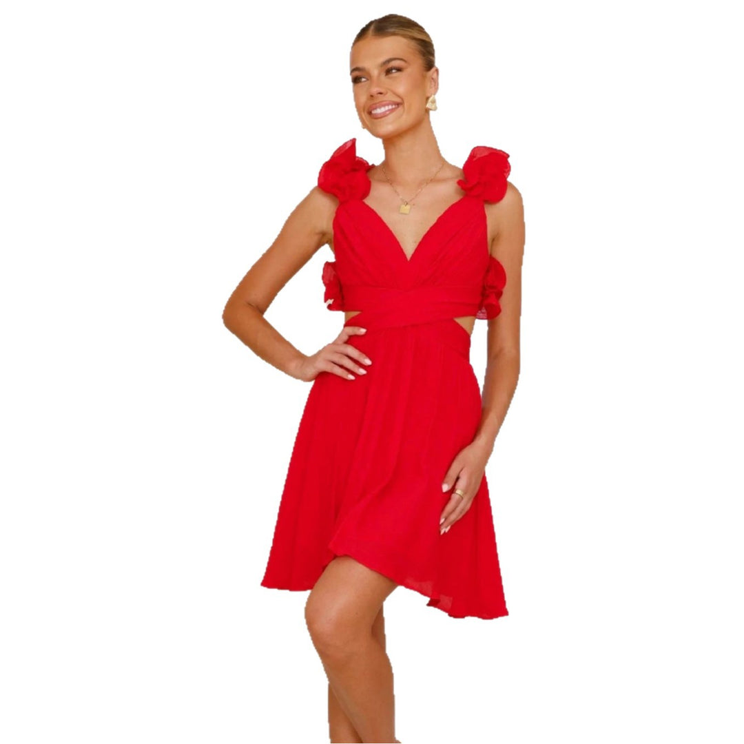 Playful summer dress for women with ruffle details and fitted cut Chic & Stil
