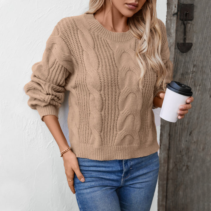 Pull femme en grosse maille avec des manches volumineuses et motif en torsades Lune London