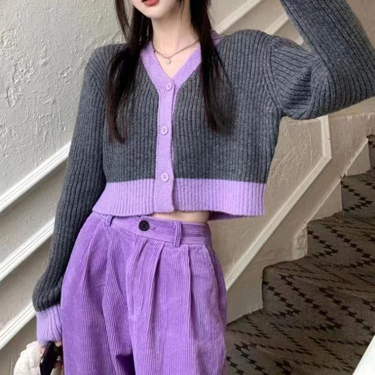 Cropped knit jacket for women with contrast pattern Lune London
