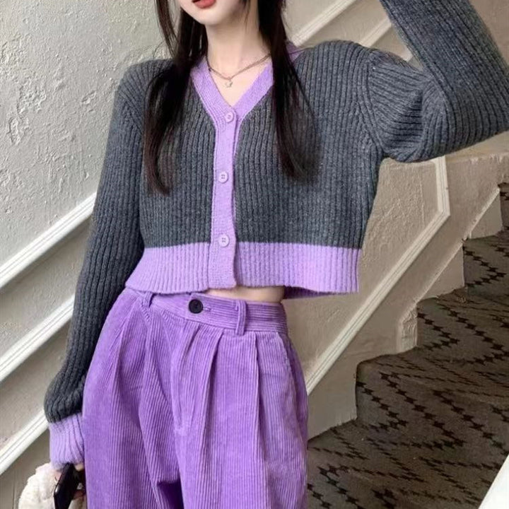 Cropped knit jacket for women with contrast pattern Lune London