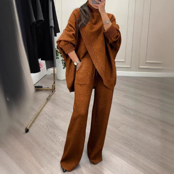 Ensemble en maille confortable pour femmes avec pull oversized et pantalon à jambes larges Chic & Stil