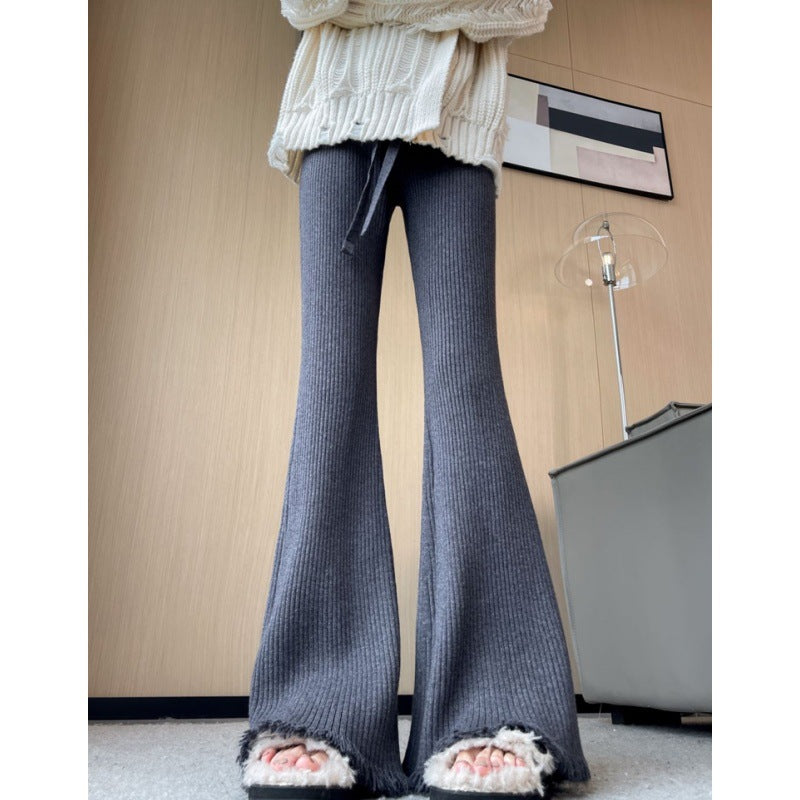 Comfortable ribbed knit pants for women with wide legs Lune London