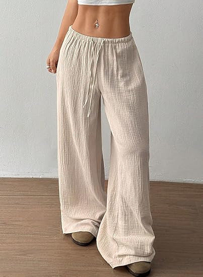 Pantalon d'été large et aéré pour femmes avec cordon de serrage Chic & Stil