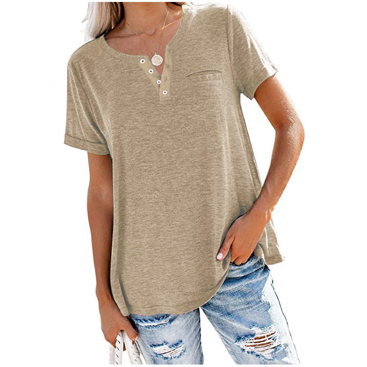 High quality women's t-shirt with button detail and relaxed fit Lune London