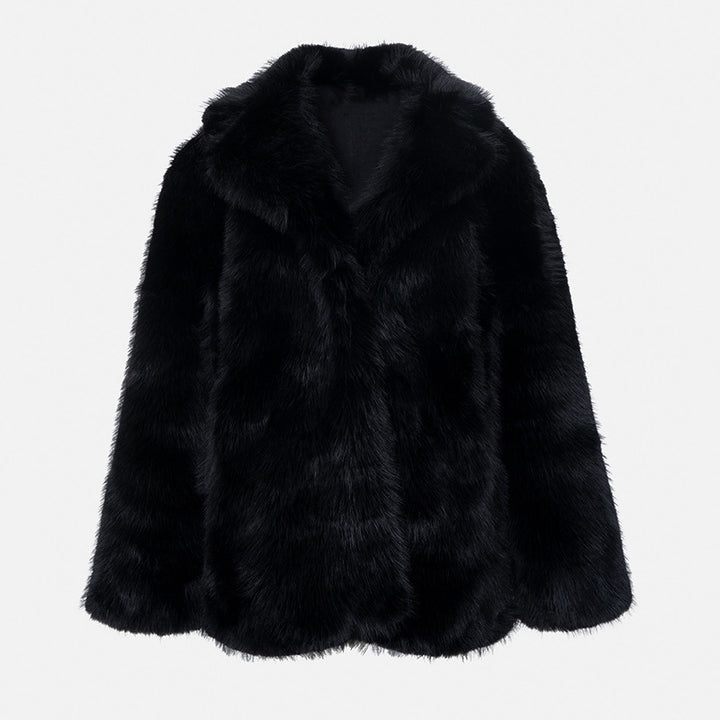 Women Plush Faux Fur Jacket with a Loose Silhouette Lune London