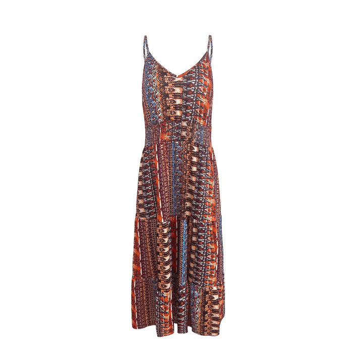 Maxi dress for women with an elegant patchwork pattern and a high slit Lune London