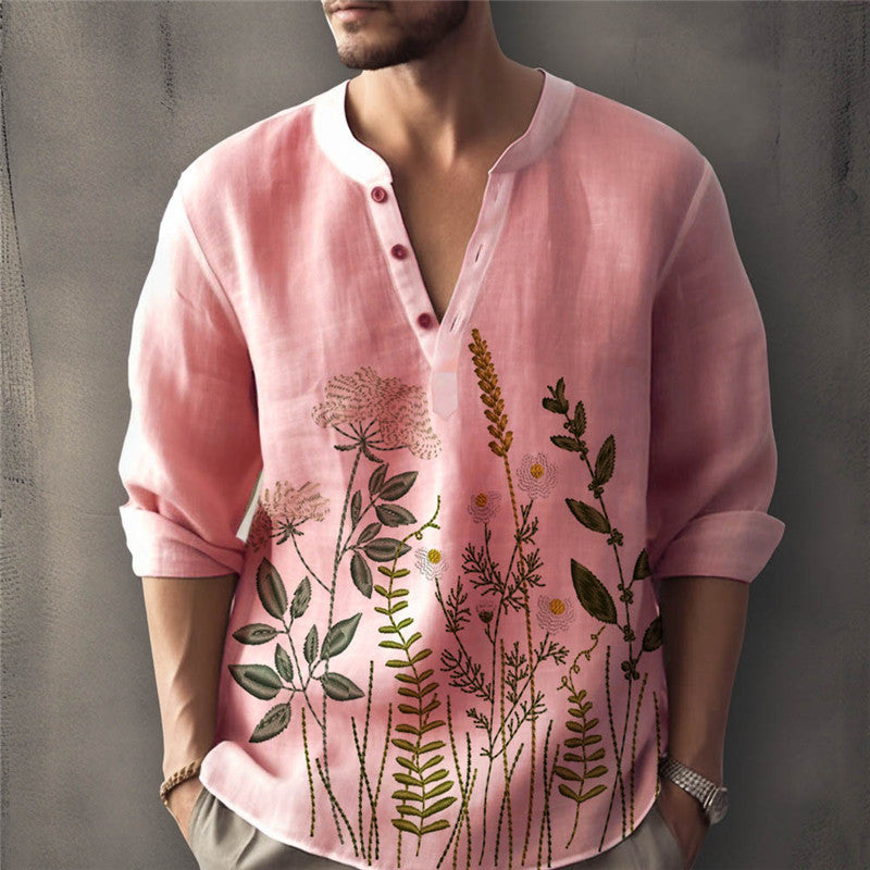 Elegant shirt for men embroidered with flowers Lune London