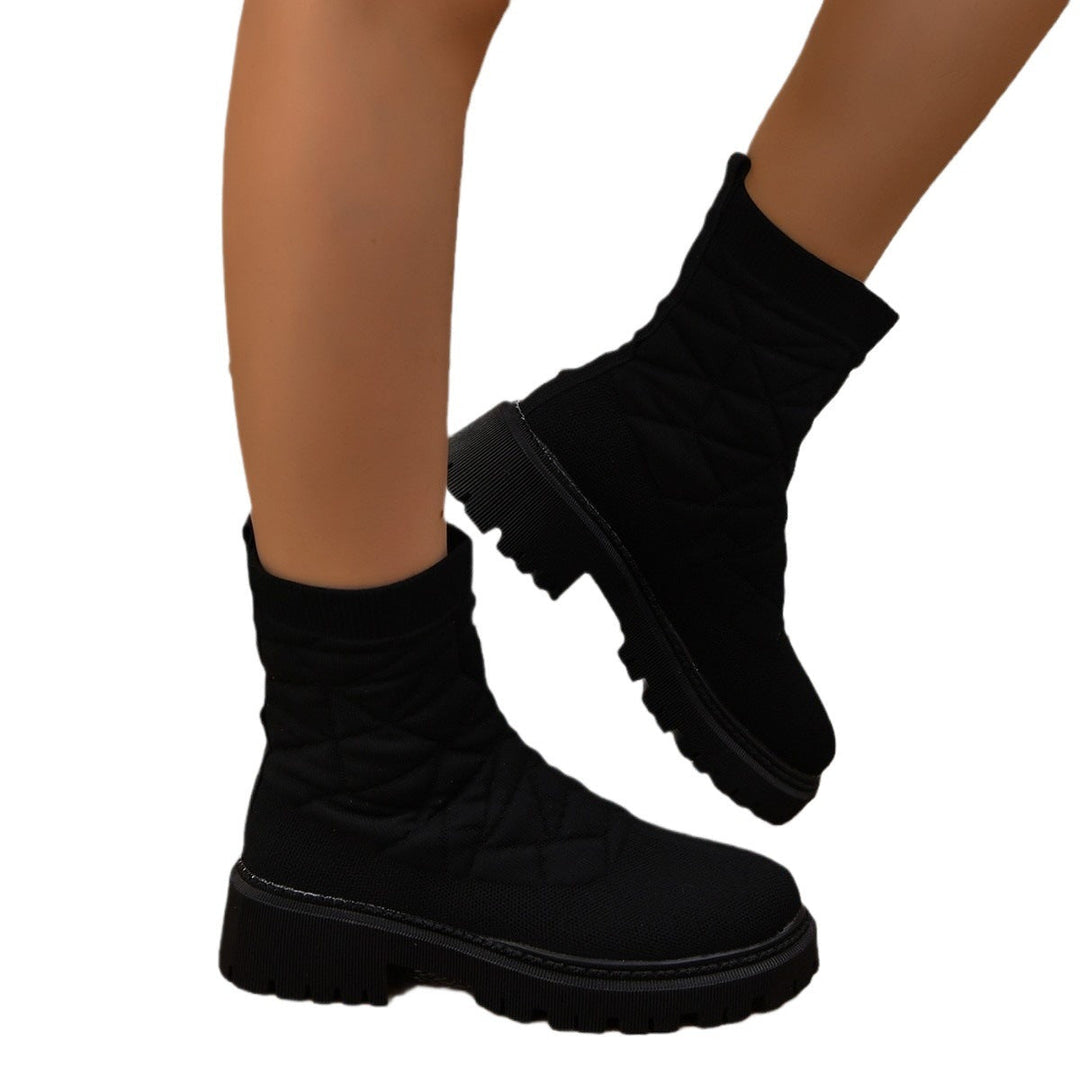 Ladies Fashion Boots with Textured Upper Material and Slip-Resistant Profile Sole Lune London