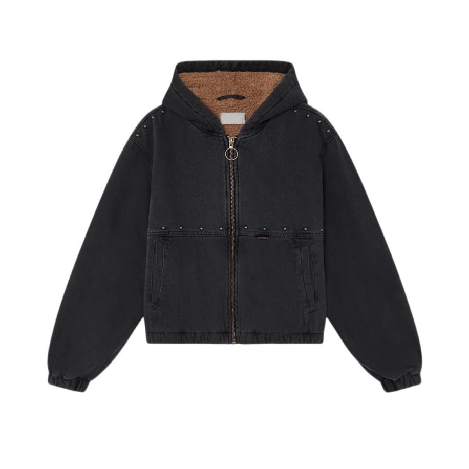 Veste en denim pour femmes avec capuche et poches Chic & Stil