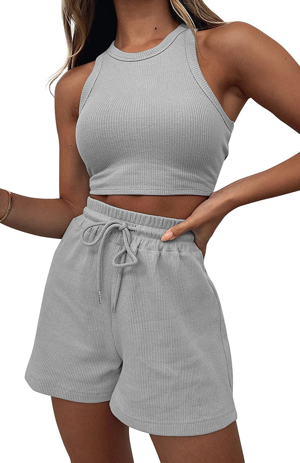 Tenue courte sportive à deux pièces pour femmes avec structure côtelée Lune London