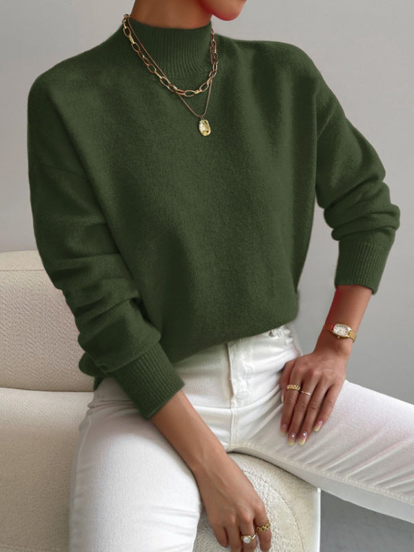 Sweater pour femmes avec col montant et matériau doux Chic & Stil