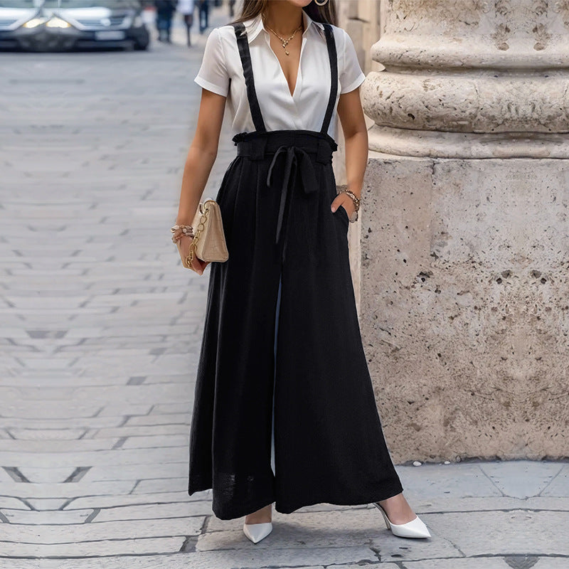 Women Elegant Wide-Pants Straps Jumpsuit Lune London