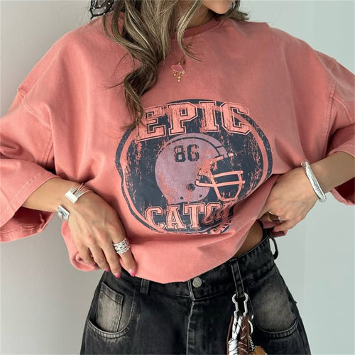 Oversized t-shirt for women with graphic print Lune London