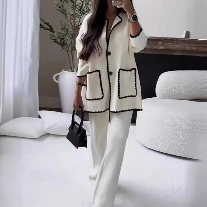 Elegant knitted jacket for women with contrasting details Lune London