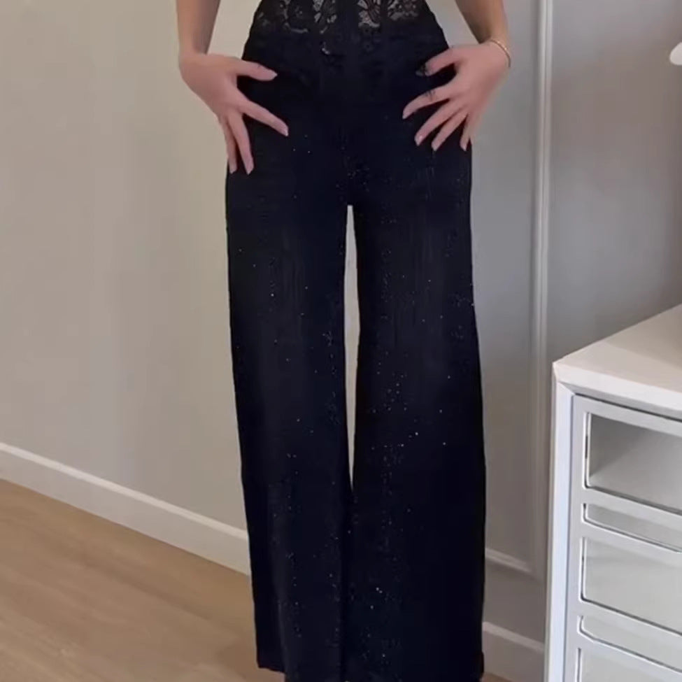 Jean large à paillettes pour femmes avec texture élégante Chic & Stil