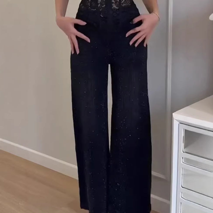 Jean large à paillettes pour femmes avec texture élégante Chic & Stil