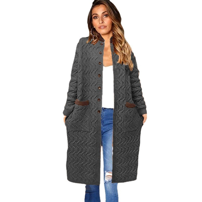 Knitted coat for women with deep pockets and button details Lune London